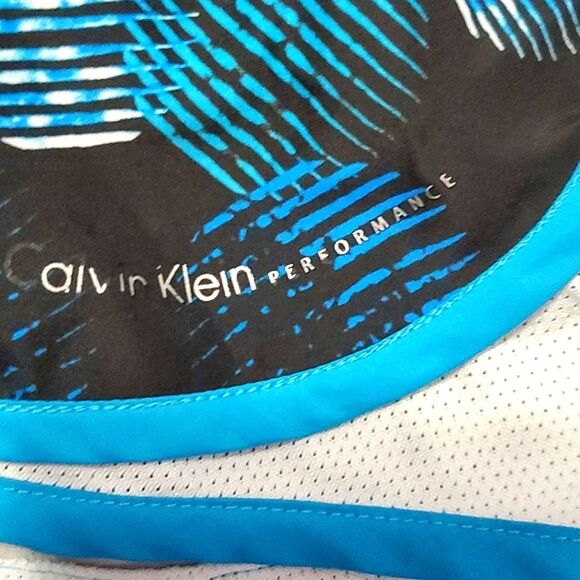 Calvin Klein Performance Blue Geometrical Side Stripes Ruñing Athletic Shorts - Picture 6 of 6